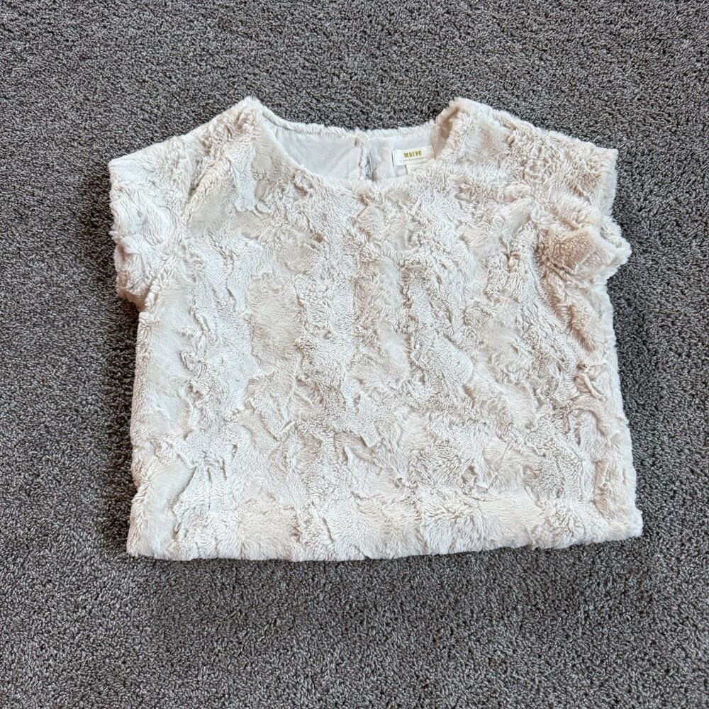Maeve Soft Girl Faux-fur fuzzy top Women’s 2XS Beige Color Fairy minimalist